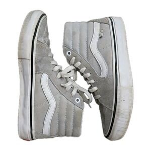 VANS Sk8-Hi With Popcush Insole Grey/White Skateboarding Shoes Sz 6.5 GUC